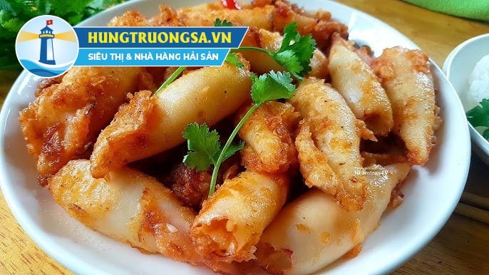 mực trứng chiên lá lốt