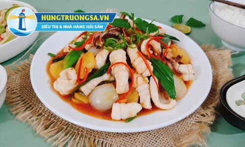 mực trứng xào hành tây