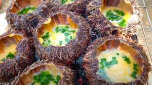 Cách chế biến nhum biển nướng mỡ hành