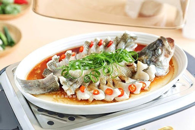 Thành phẩm món cá tầm hấp xì dầu