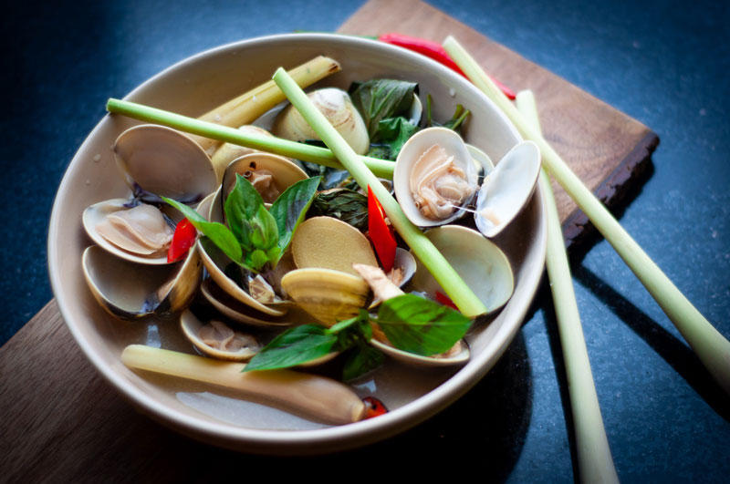 Thành phẩm ngao hoa hấp sả thơm lừng