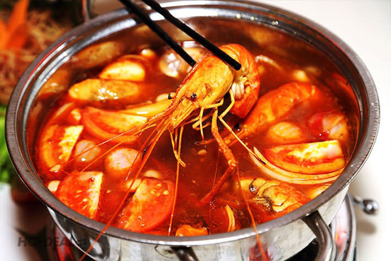 Thành phẩm lẩu tôm chua cay