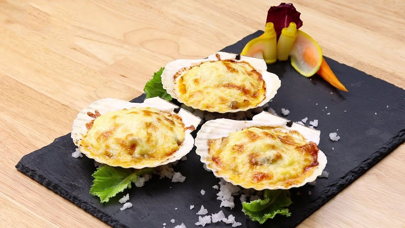 Thành phẩm món sò dương nướng phô mai