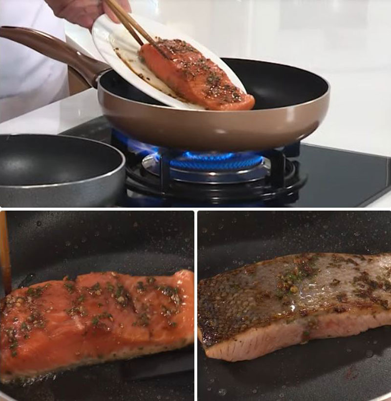 Giai đoạn áp chảo cá hồi