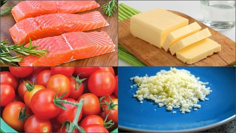 Nguyên liệu chính cho món cá hồi sốt bơ tỏi