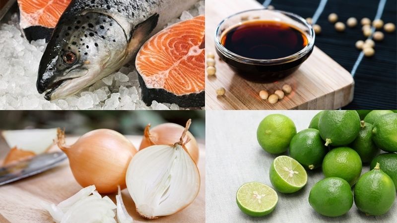 Các nguyên liệu chính làm cá hồi ngâm tương