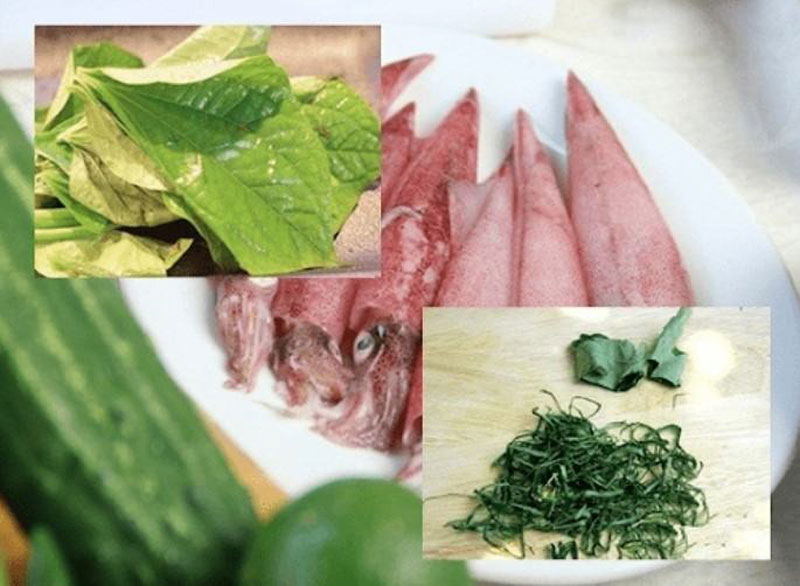 Nguyên liệu chính để làm món mực trứng chiên lá lốt