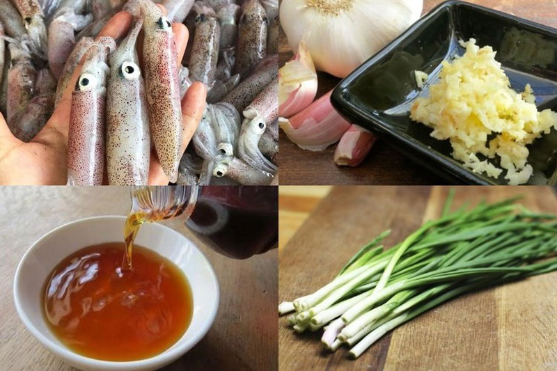 Các nguyên liệu chính để làm món mực trứng chiên mắm