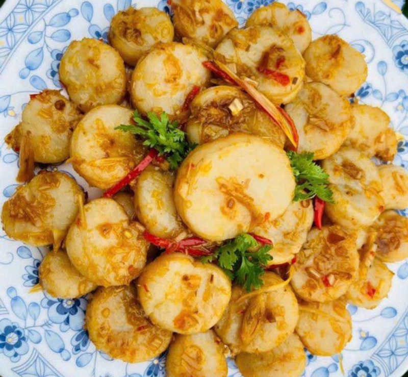 Cồi mai nướng mỡ hành cay nồng, hấp dẫn