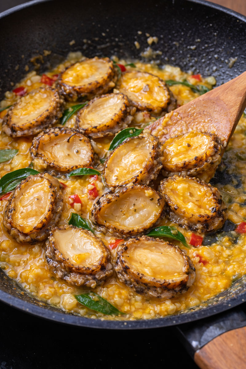 Chế biến món bào ngư sốt trứng muối