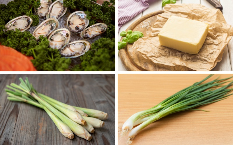 Nguyên liệu chính cho món bào ngư nướng mỡ hành