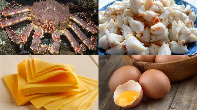 Những nguyên liệu chính cho món cua hoàng đế nướng phô mai