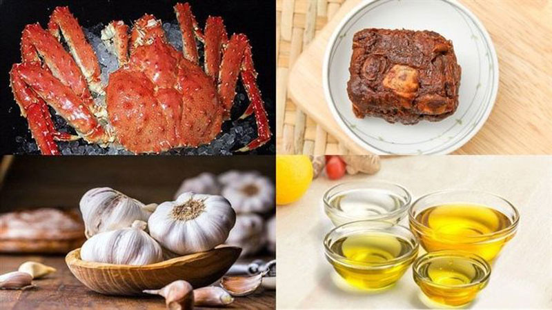 Một số nguyên liệu chính cho món cua hoàng đế rang muối
