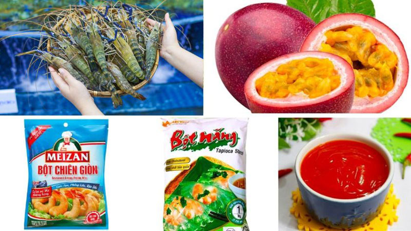 Nguyên liệu cho món tôm càng sốt chanh dây