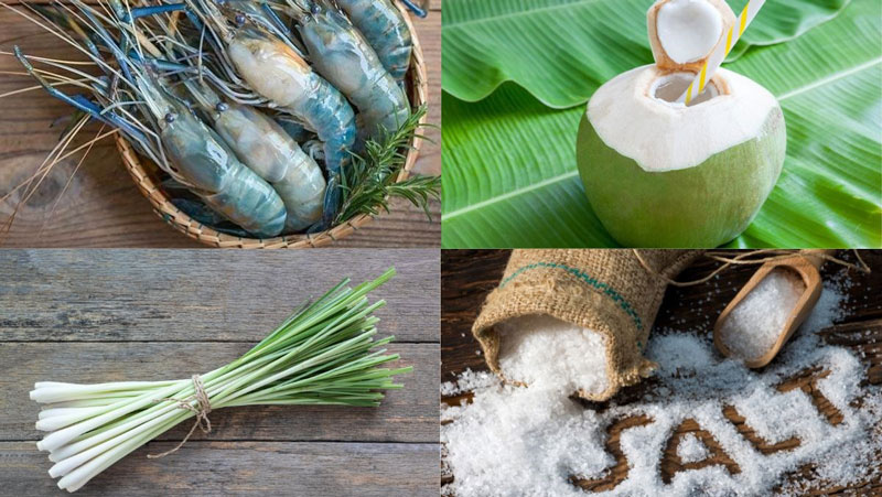 Nguyên liệu chính cho món tôm càng hấp nước dừa