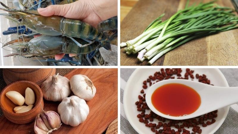 Một số nguyên liệu chính cho món tôm càng kho tàu