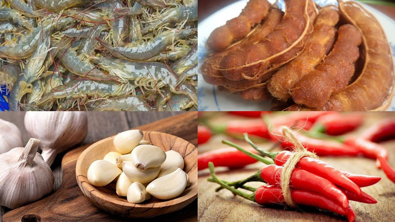 Nguyên liệu chính món tôm càng rang me