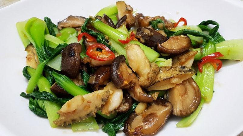 Thành phẩm bào ngư xào cải thìa thanh mát