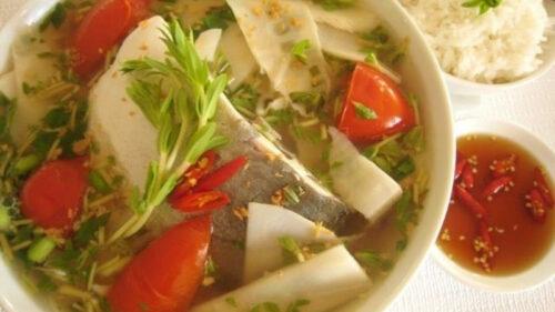 Thành phẩm cá song nấu măng chua