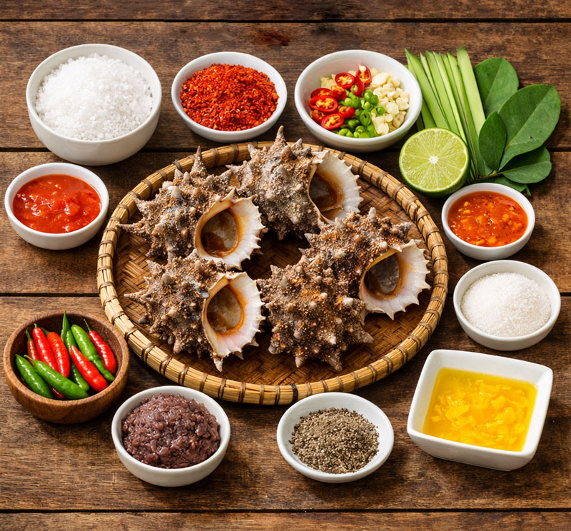 Nguyên liệu ốc sư tử nướng muối ớt