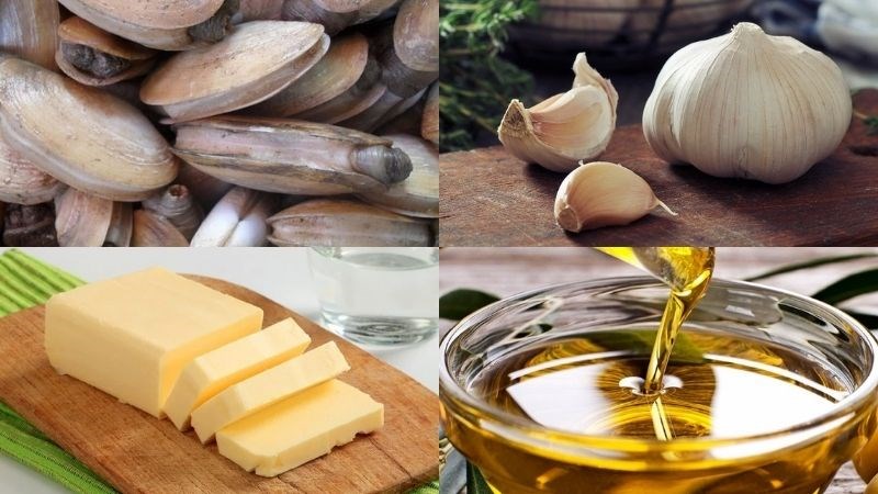 Nguyên liệu chính cho món tu hài xào bơ tỏi