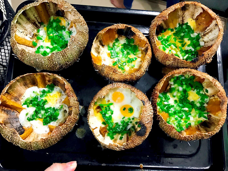 Nhum biển nướng trứng bằng lò nướng