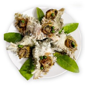 Thành phẩm ốc sư tử nướng tiêu xanh thơm cay
