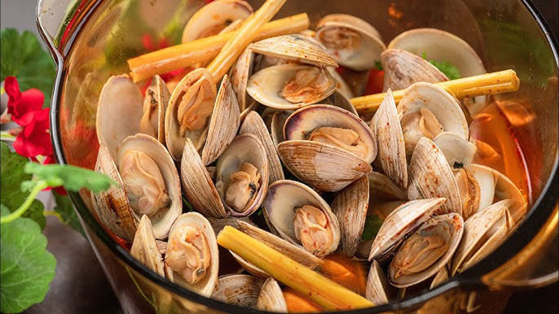 Thành phẩm sò thưng hấp Thái